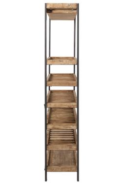 Mensola/portabottiglie in legno naturale/nero e metallo, 114x38x188 cm