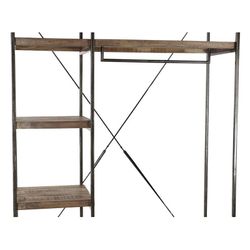 Shelf/Coat Rack in Mango Wood and Natural/Black Metal, 130x47x205cm