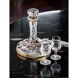 Astuccio per bottiglia barca in vetro trasparente e dorato, Ø 19,5 x 23,3 cm | S. Carlo