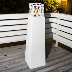 Stufa a bioetanolo in acciaio bianca, 40 x 40 x 145 cm | Mauna Loa