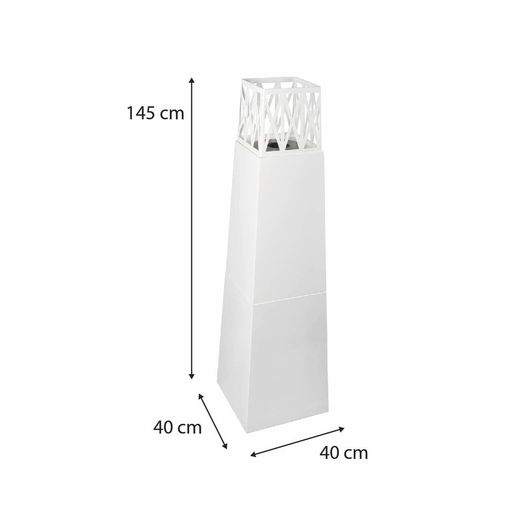 Stufa a bioetanolo in acciaio bianca, 40 x 40 x 145 cm | Mauna Loa