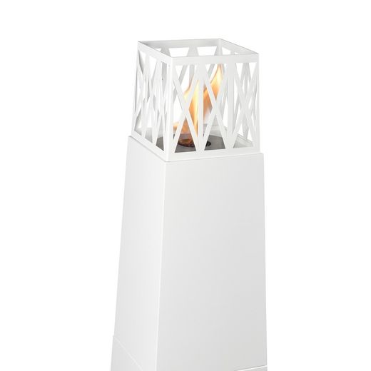 Stufa a bioetanolo in acciaio bianca, 40 x 40 x 145 cm | Mauna Loa