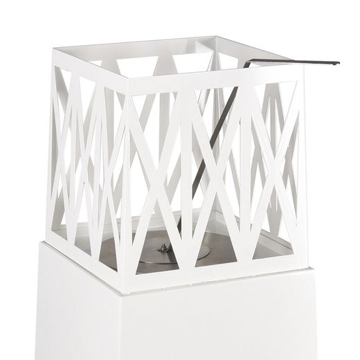 Stufa a bioetanolo in acciaio bianca, 40 x 40 x 145 cm | Mauna Loa