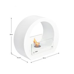 Stufa a bioetanolo in acciaio e vetro bianca, 40 x 18,2 x 35 cm | Vesuvio