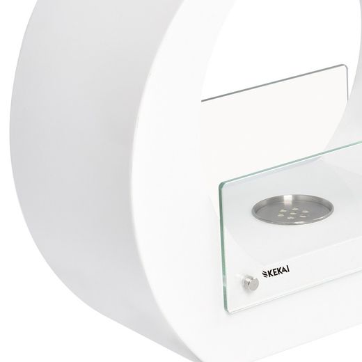 Stufa a bioetanolo in acciaio e vetro bianca, 40 x 18,2 x 35 cm | Vesuvio