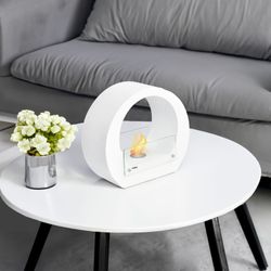 Stufa a bioetanolo in acciaio e vetro bianca, 40 x 18,2 x 35 cm | Vesuvio