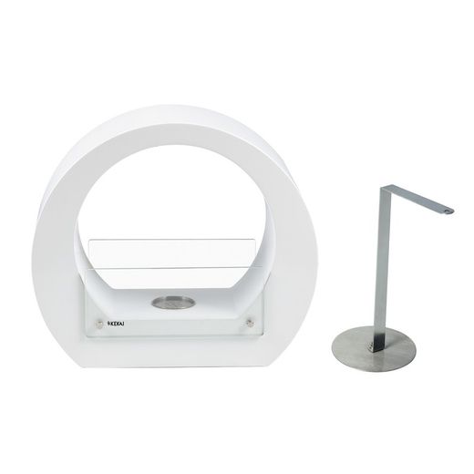 Estufa de bioetanol de acero y vidrio en blanco, 40 x 18,2 x 35 cm | Vesubio
