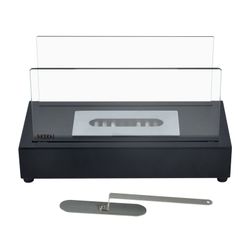 Stufa a bioetanolo in acciaio e vetro nera, 35,5 x 18 x 20,5 cm | etna