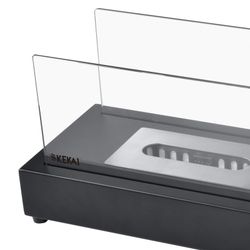 Stufa a bioetanolo in acciaio e vetro nera, 35,5 x 18 x 20,5 cm | etna