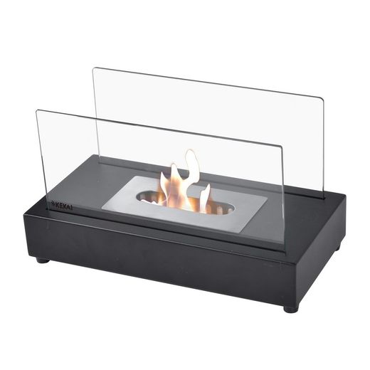 Stufa a bioetanolo in acciaio e vetro nera, 35,5 x 18 x 20,5 cm | etna