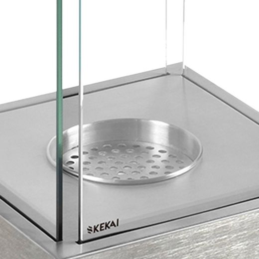 Bio-ethanolkachel van staal en glas in zilver, 25 x 25 x 65 cm | Kilimanjaro