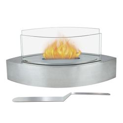 Stufa a bioetanolo in acciaio e vetro color argento, 50,8 x 20,3 x 23 cm | Fuji
