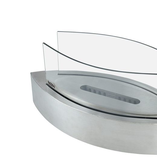 Stufa a bioetanolo in acciaio e vetro color argento, 50,8 x 20,3 x 23 cm | Fuji