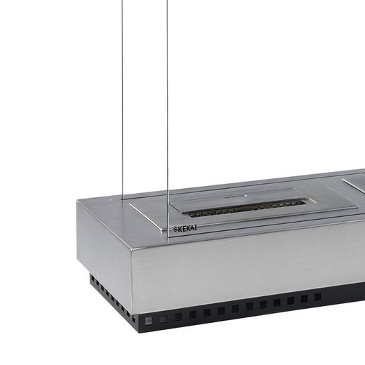 Stufa a bioetanolo in acciaio e vetro color argento, 76 x 23 x 0,5 cm | Santorini