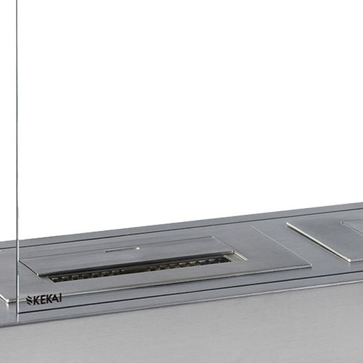 Stufa a bioetanolo in acciaio e vetro color argento, 76 x 23 x 0,5 cm | Santorini