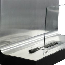 Stufa a bioetanolo in acciaio e vetro color argento, 80 x 35 x 50 cm | Thera