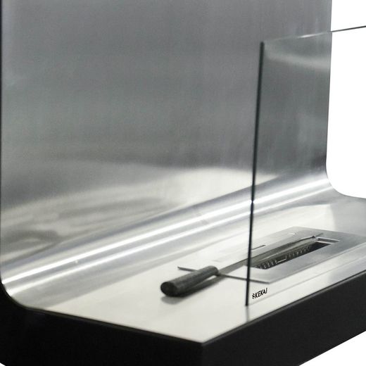 Stufa a bioetanolo in acciaio e vetro color argento, 80 x 35 x 50 cm | Thera