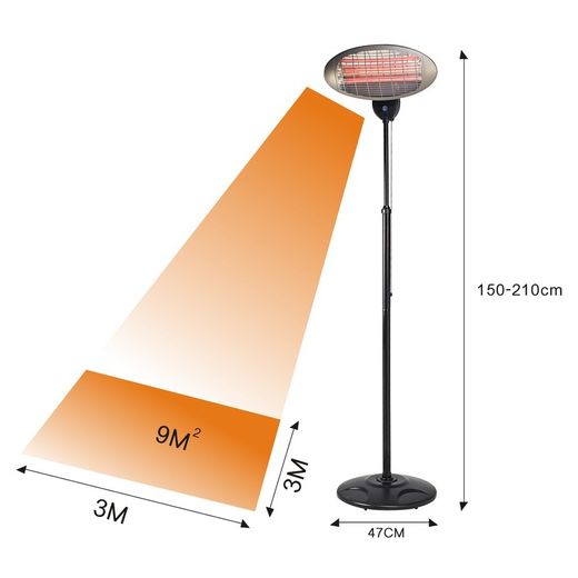Kekai Terrace 2000W Stufa al quarzo da esterno con altezza regolabile 120-210 cm