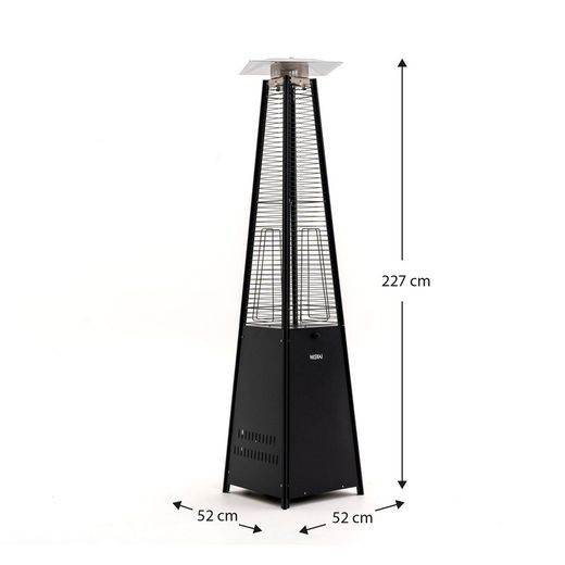 Stufa a gas da esterno in acciaio nero, 52 x 52 x 227 cm | Basilico