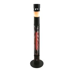 Chauffage électrique d'extérieur avec lumière LED et haut-parleur chauffant noir, Ø28x110cm