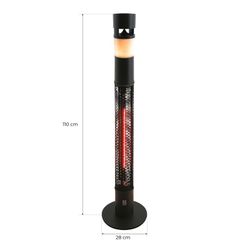 Chauffage électrique d'extérieur avec lumière LED et haut-parleur chauffant noir, Ø28x110cm