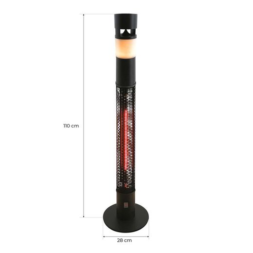 Chauffage électrique d'extérieur avec lumière LED et haut-parleur chauffant noir, Ø28x110cm