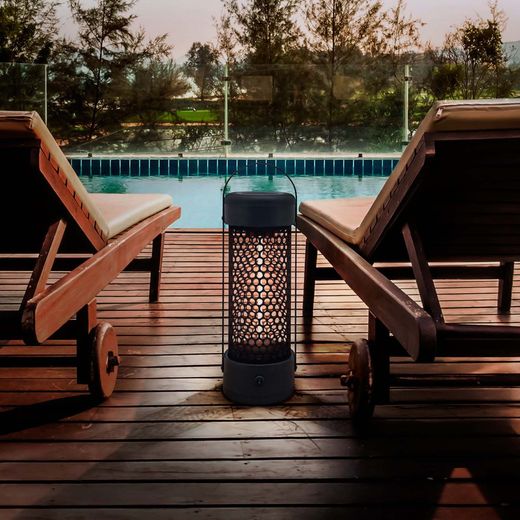 Outdoor Electric Heater in Metal Heat Black Black, Ø20x65cm