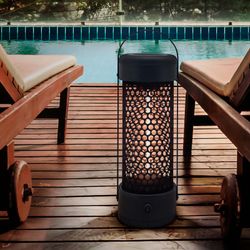 Outdoor Electric Heater in Metal Heat Black Black, Ø20x65cm