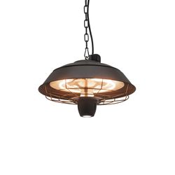 Chauffage électrique pour plafonnier extérieur en métal noir vintage, Ø43x28cm