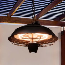 Chauffage électrique pour plafonnier extérieur en métal noir vintage, Ø43x28cm