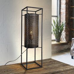 Lanterne Vera en métal noir avec lumière S, 18x18x60cm