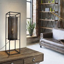 Lanterne Vera en métal noir avec lumière S, 18x18x60cm