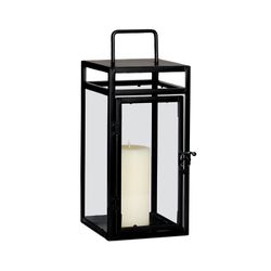 Metal and black glass lantern, 15 x 5 x 35 cm