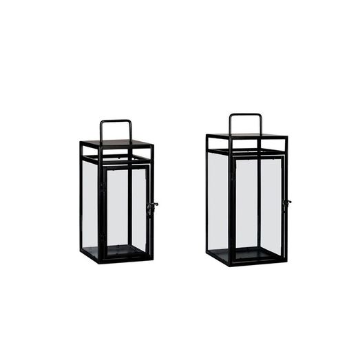 Laterne aus Metall und schwarzem Glas, 20 x 20 x 46 cm