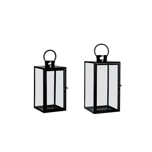 Metal and black glass lantern, 22 x 22 x 54 cm