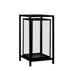 Metal and black glass lantern, 23 x 23 x 41 cm