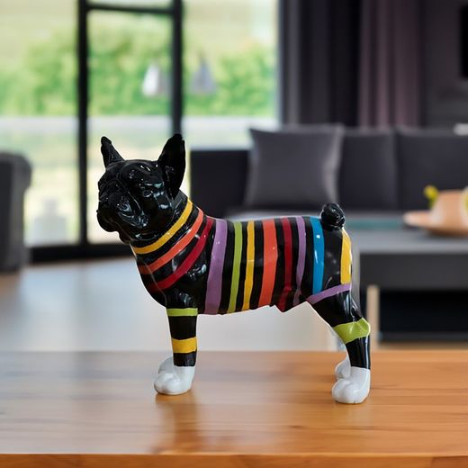 Boston Terrier Kuatéh Nix Figura 32x14x30 cm Czarne paski