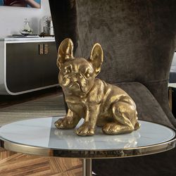 Franse Bulldog-figuur S afgewerkt in verguld bladgoud, 22x18x25cm