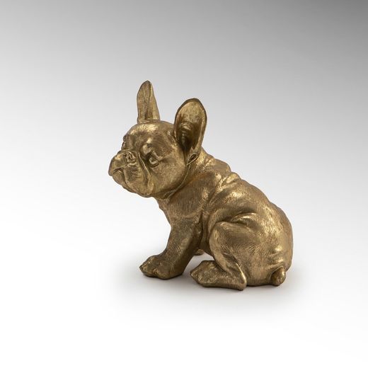Franse Bulldog-figuur S afgewerkt in verguld bladgoud, 22x18x25cm