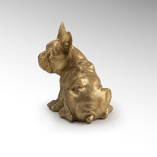 Franse Bulldog-figuur S afgewerkt in verguld bladgoud, 22x18x25cm