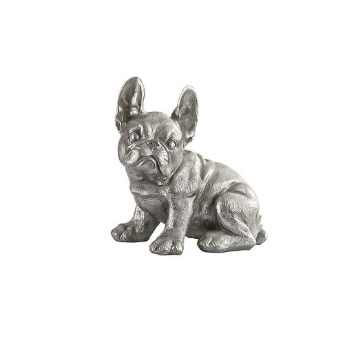 Buldog Francuski Rysunek S wykończony w Posrebrzany Liść, 18x22x25cm