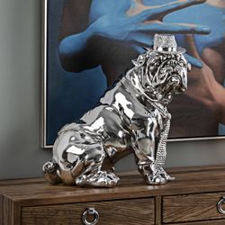 Bulldog M Silver Figure, 41x29x44cm