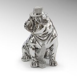 Bulldog M Silver Figure, 41x29x44cm