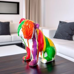 Kuatéh Nun Sitting Bulldog Rysunek 29x16x28 cm Wielokolorowy
