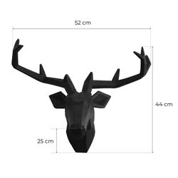 Figura Cabeza de Ciervo Kuatéh 44x25x52 cm Negro Mate