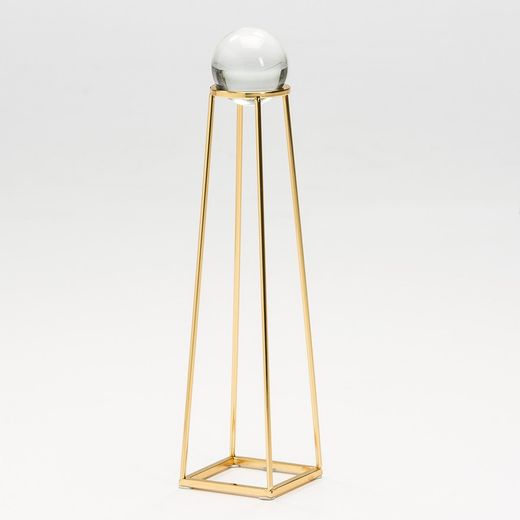 Figura de cristal y metal dorado, 8x8x35 cm