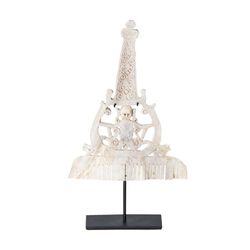 Figurine décorative en bois tropical blanc, 20x6x34cm