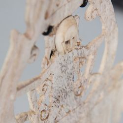 Figurine décorative en bois tropical blanc, 20x6x34cm