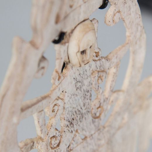 Figurine décorative en bois tropical blanc, 20x6x34cm