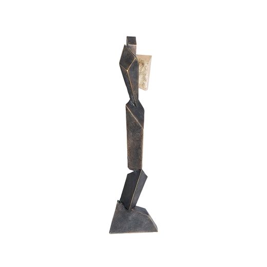 Figura decorativa  de poliresina en negro y dorado, 18 x 11 x 73 cm | Vertex